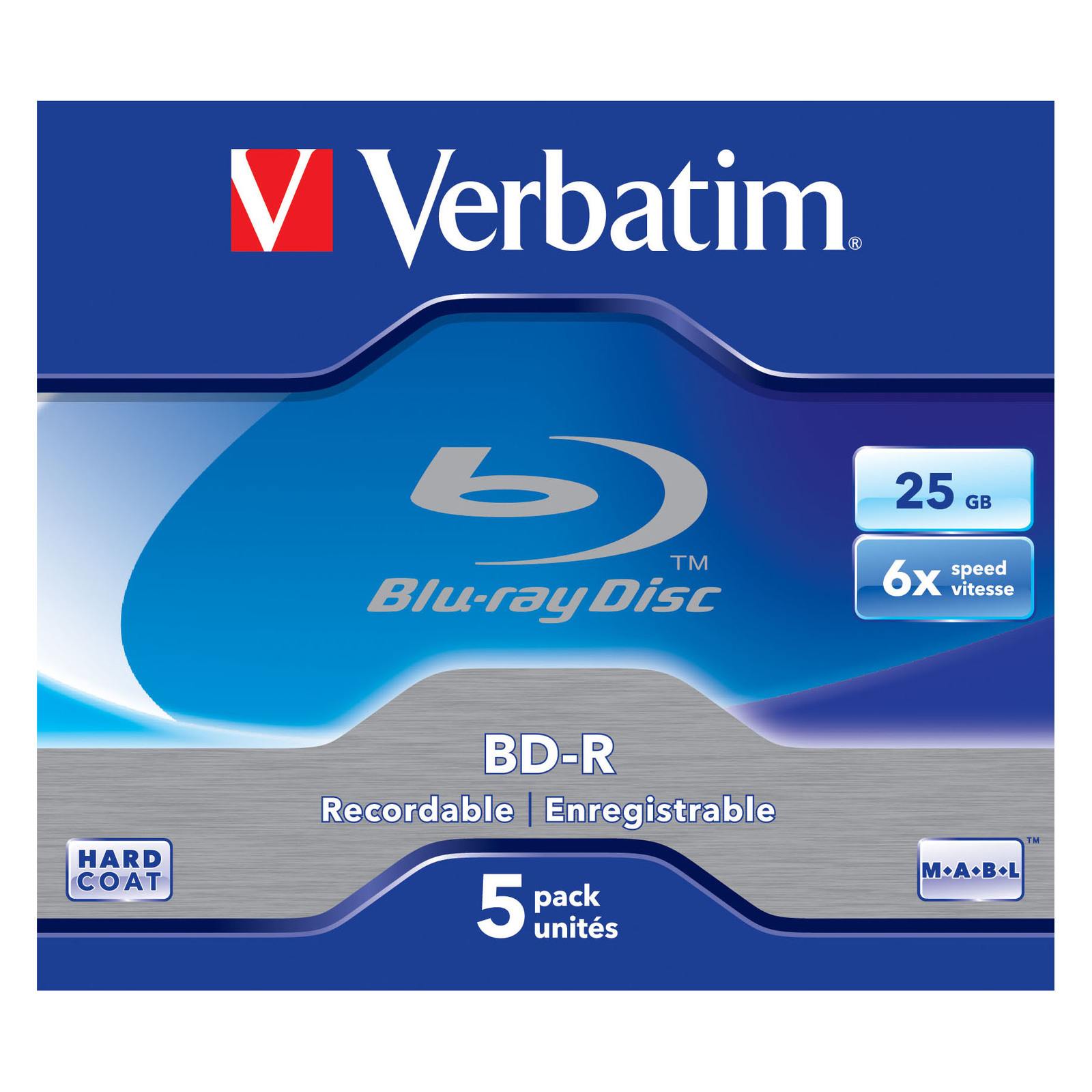 Verbatim 25GB BD-R Blank Blu-ray Disc 6x Speed Jewel Case 43836 (5 Pack) Verbatim 25GB BD-R Blank Blu-ray Disc 6x Speed Jewel Case 43836 (5 Pack)